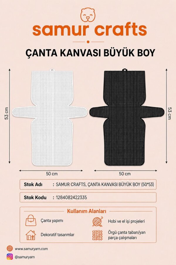 SAMUR CRAFTS,ÇANTA KANVASI BÜYÜK BOY (50*53) - GORA