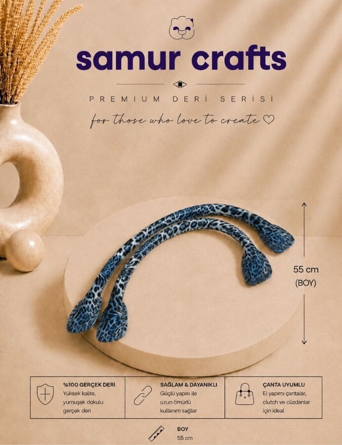 GORA,55 CM BORULU ÇANTA SAPI LEOPAR MAVİ SİYAH - GORA