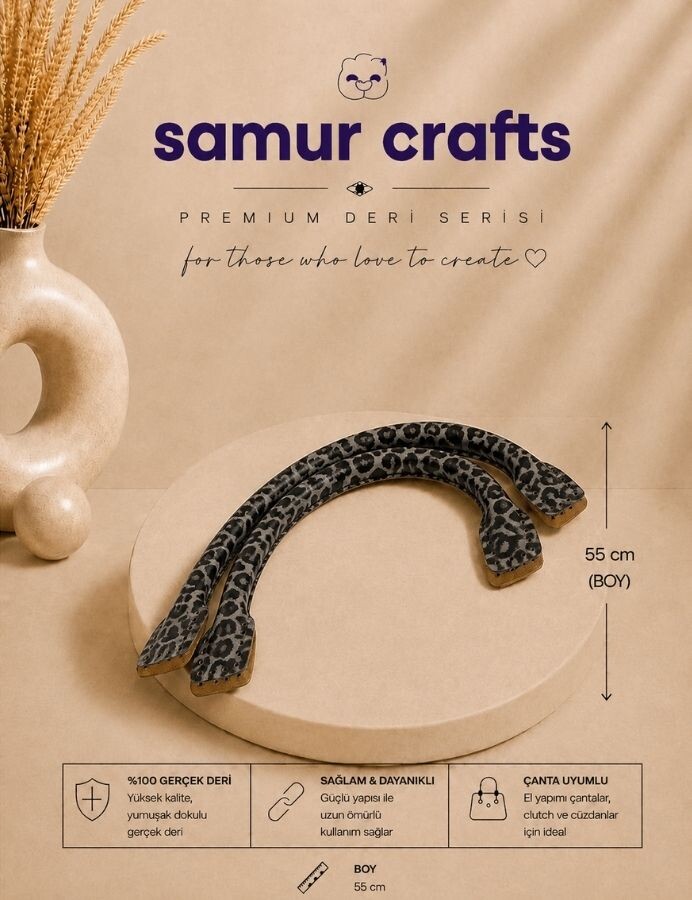 GORA,55 CM BORULU ÇANTA SAPI LEOPAR GRİ SİYAH - GORA