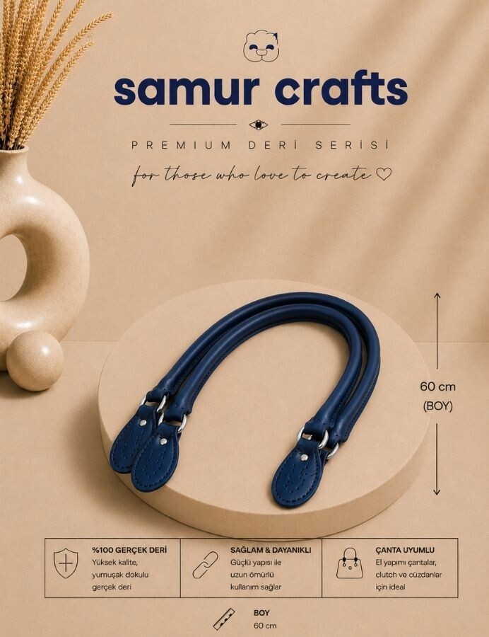 GORA,60 CM BORULU UÇLARI METAL ÇANTA SAPI LACİVERT - 1