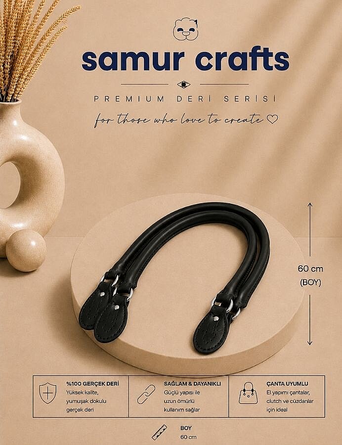 GORA,60 CM BORULU UÇLARI METAL ÇANTA SAPI SİYAH - 1