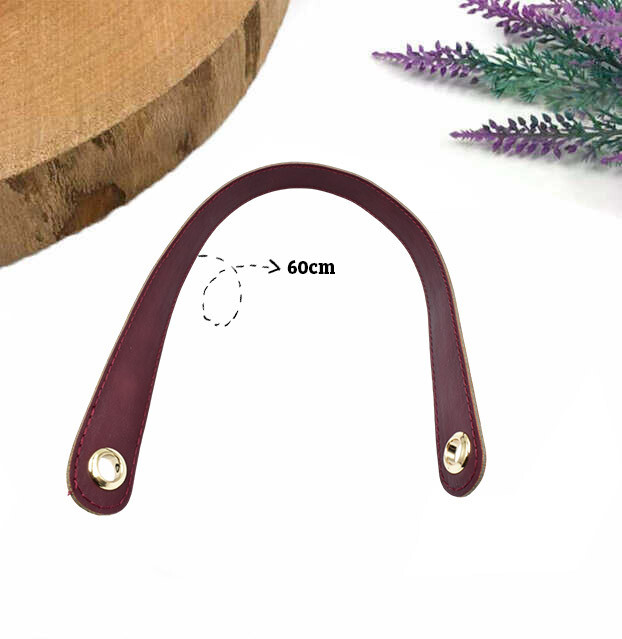 GORA,60 CM DERİ KUŞ GÖZLÜ ÇANTA SAPI BORDO - GORA