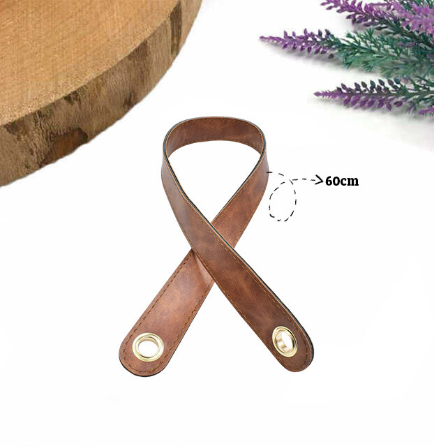 GORA,60 CM DERİ KUŞ GÖZLÜ ÇANTA SAPI KİREMİT - GORA