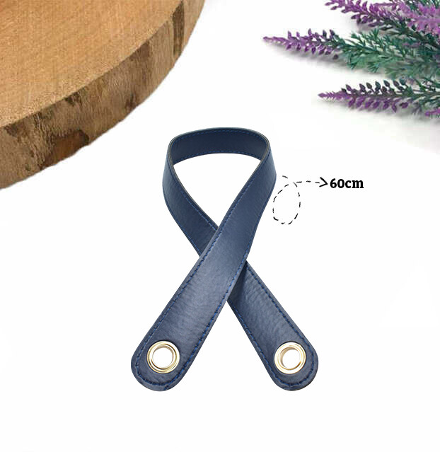 GORA,60 CM DERİ KUŞ GÖZLÜ ÇANTA SAPI LACİVERT - GORA