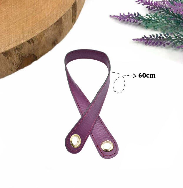 GORA,60 CM DERİ KUŞ GÖZLÜ ÇANTA SAPI MOR - GORA