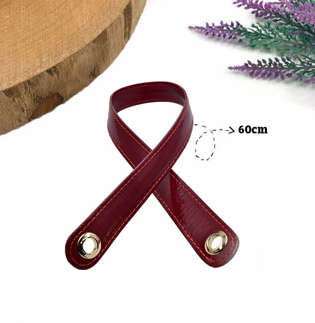 GORA,60 CM DERİ KUŞ GÖZLÜ ÇANTA SAPI ŞARABİ - GORA