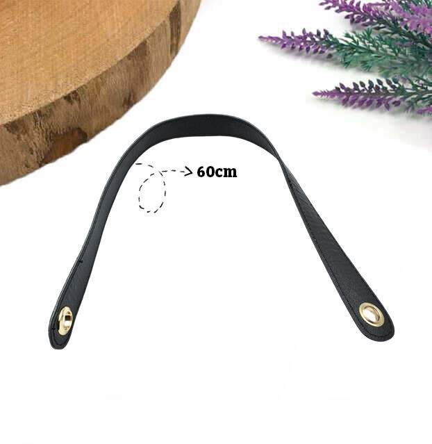 GORA,60 CM DERİ KUŞ GÖZLÜ ÇANTA SAPI SİYAH - GORA