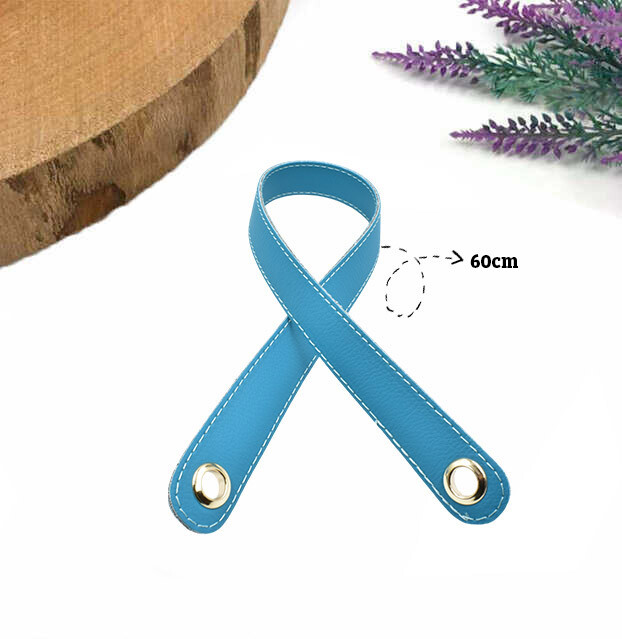 GORA,60 CM DERİ KUŞ GÖZLÜ ÇANTA SAPI TURKUAZ - GORA