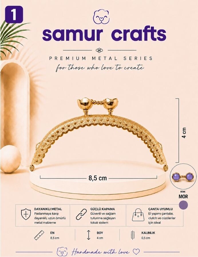 GORA,8,5 CM ÇİÇEKLİ ÇANTA BURSU - 1