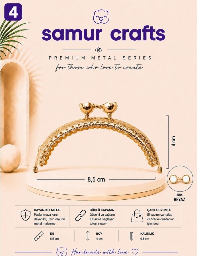 GORA,8,5 CM ÇİÇEKLİ ÇANTA BURSU - 4