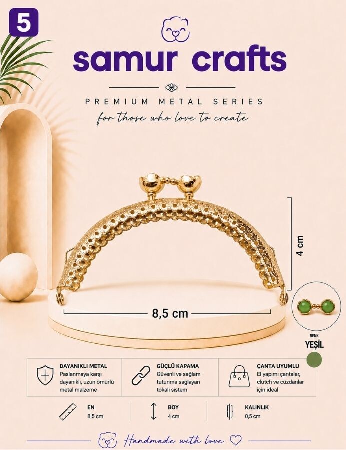 GORA,8,5 CM ÇİÇEKLİ ÇANTA BURSU - 5