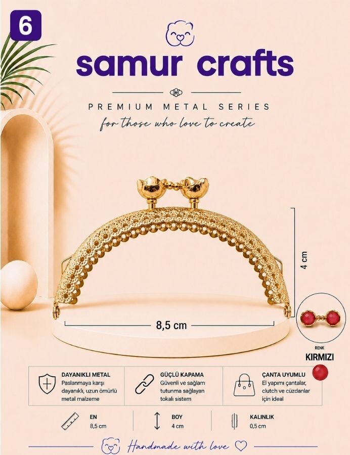 GORA,8,5 CM ÇİÇEKLİ ÇANTA BURSU - 6
