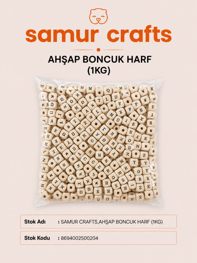 SAMUR CRAFTS,AHŞAP BONCUK HARF (1KG) - GORA