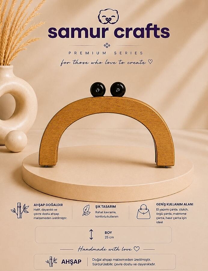 GORA,25 CM AHŞAP ÇANTA BURSU - GORA