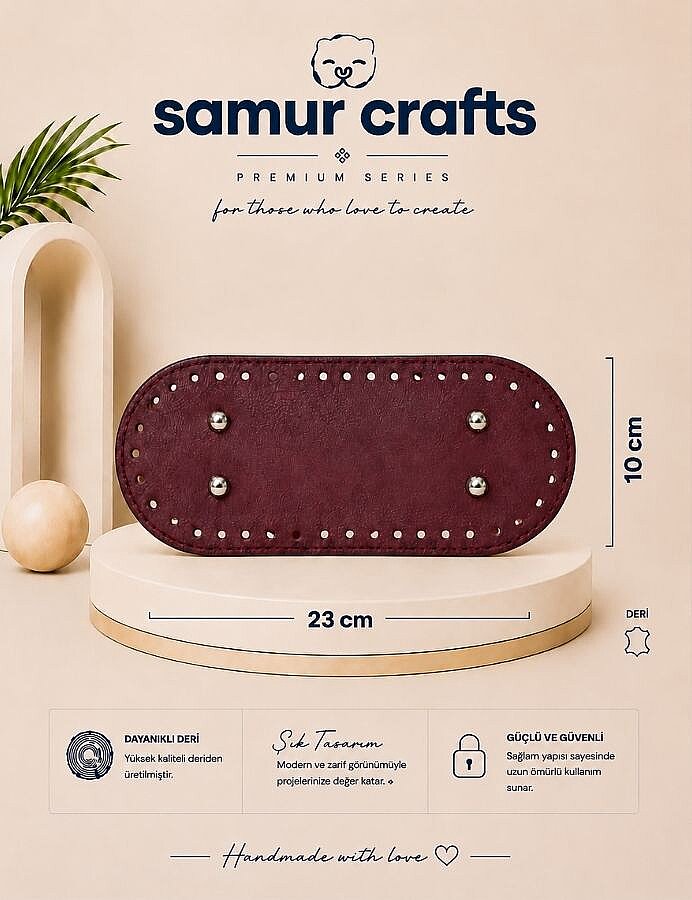GORA,DERİ ÇANTA TABANI 10X23CM BORDO - GORA