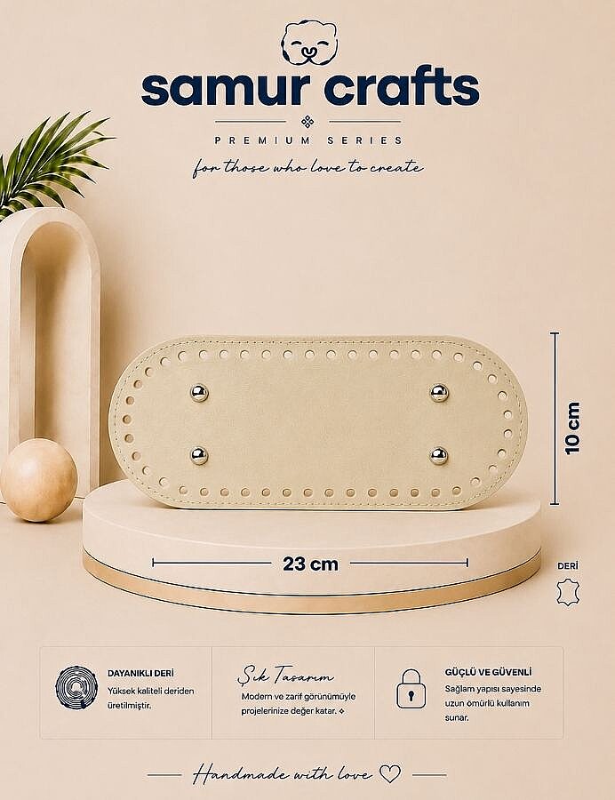 GORA,DERİ ÇANTA TABANI 10X23CM KREM - GORA