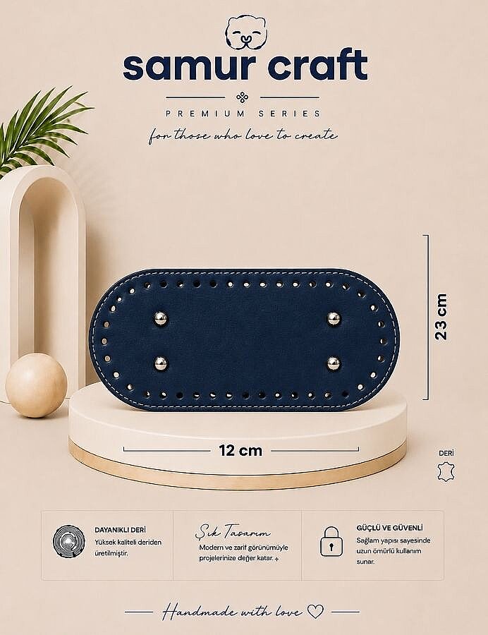 GORA,DERİ ÇANTA TABANI 10X23CM LACİVERT - GORA