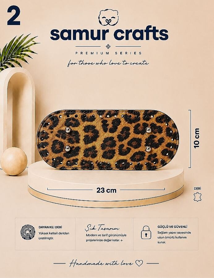 GORA,DERİ ÇANTA TABANI 10X23CM LEOPAR - 3