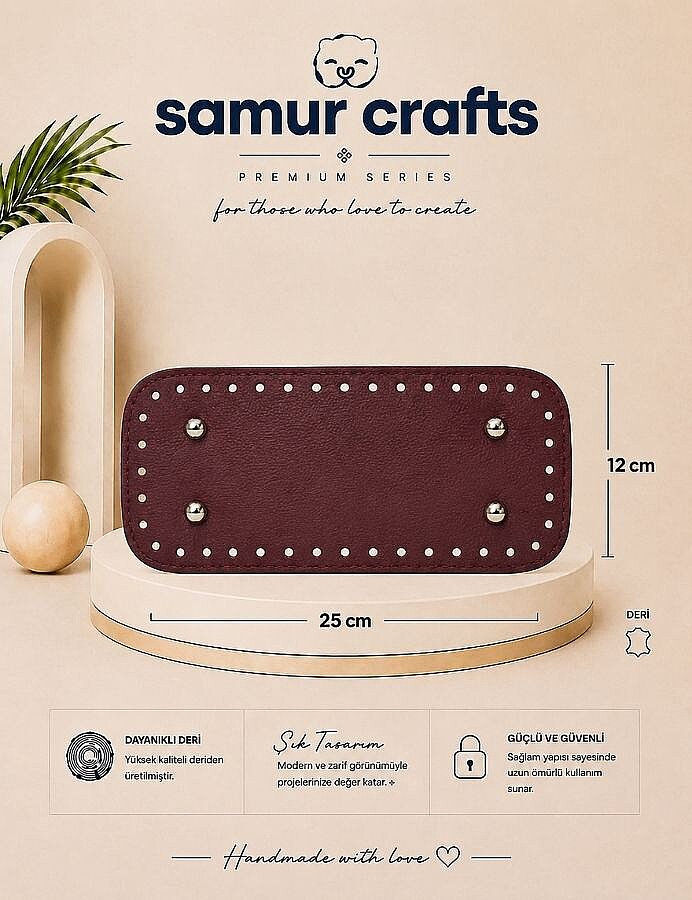 GORA,DERİ ÇANTA TABANI 12X25CM BORDO - GORA