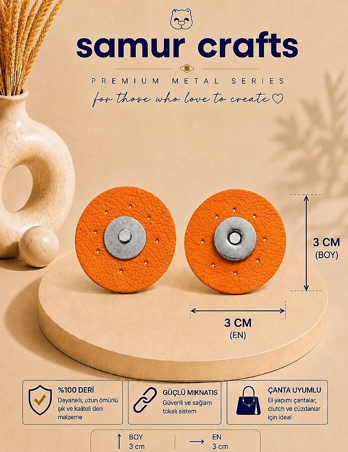 GORA,DERİ DİKMELİ MIKNATIS TURUNCU - GORA