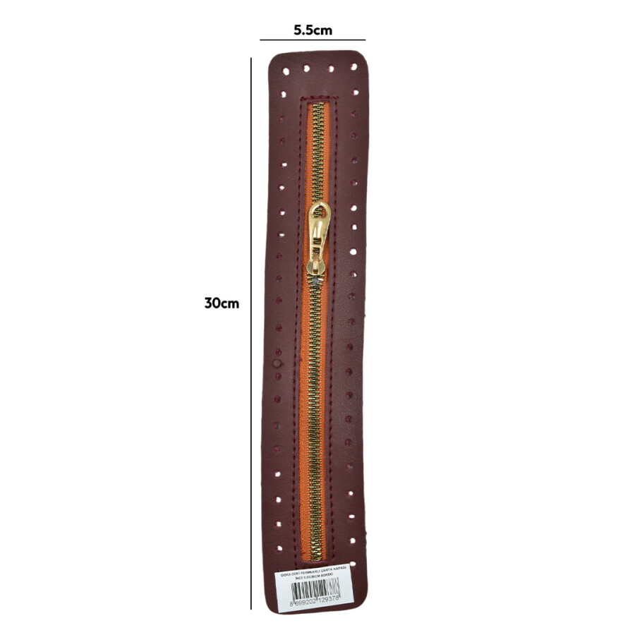 GORA,DERİ FERMUARLI ÇANTA KAPAĞI İNCE 5,5X30CM BORDO - GORA