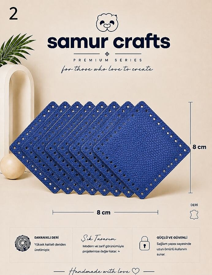 GORA,DERİ KARE ÇANTA SETİ 8X8 CM (10 ADET) - 3