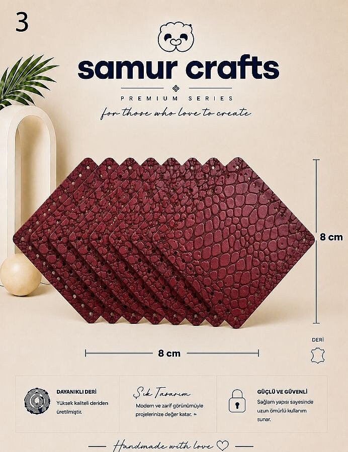 GORA,DERİ KARE ÇANTA SETİ 8X8 CM (10 ADET) - 4