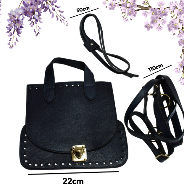 GORA,DERİ SIRT ÇANTASI SETİ LACİVERT - GORA