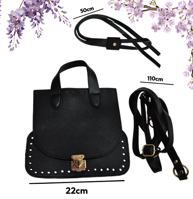 GORA,DERİ SIRT ÇANTASI SETİ SİYAH (DERİ DESEN) - GORA