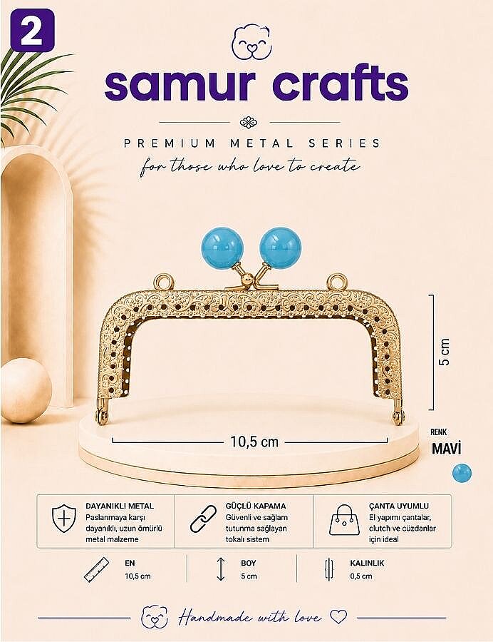 GORA,DİKDÖRTGEN KENARI DELİKLİ BURS 10,5 CM - 2