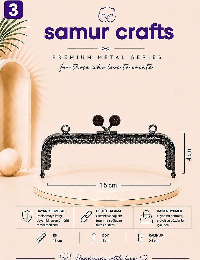 GORA,DİKDÖRTGEN KENARI DELİKLİ BURS 15 CM - 3