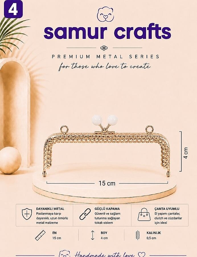 GORA,DİKDÖRTGEN KENARI DELİKLİ BURS 15 CM - 4