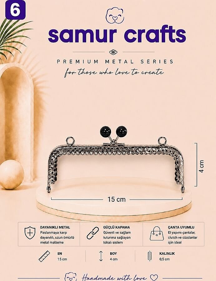 GORA,DİKDÖRTGEN KENARI DELİKLİ BURS 15 CM - 6