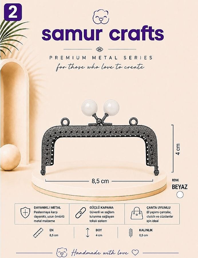 GORA,DİKDÖRTGEN KENARI DELİKLİ BURS 8,5 CM - (1)