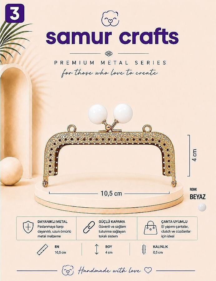 GORA,DİKDÖRTGEN KENARI DELİKLİ BURS 8,5 CM - 3