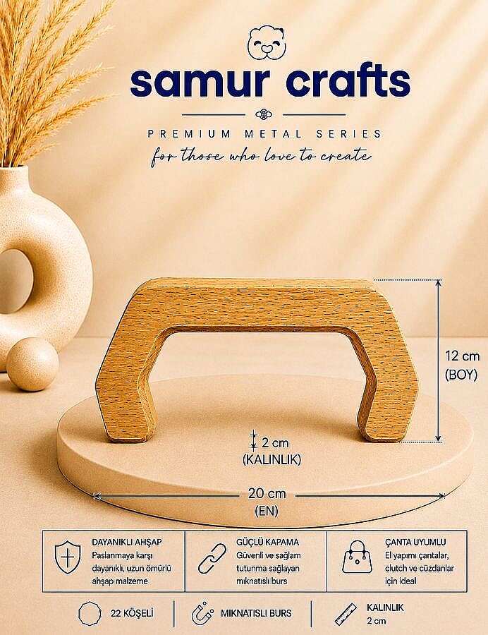 GORA,MIKNATISLI BURS 22 KÖŞELİ 20 CM AHŞAP - 1