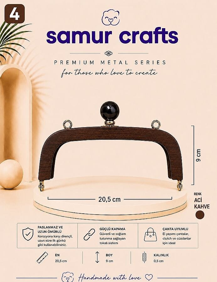 GORA,MIKNATISLI AHŞAP BURS TOPUZLU İÇİ METAL 20.5 CM - 4