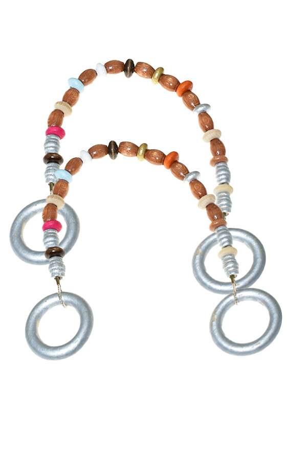 GORA,İPLİ BONCUKLU ÇANTA SAPI YENİ - 7