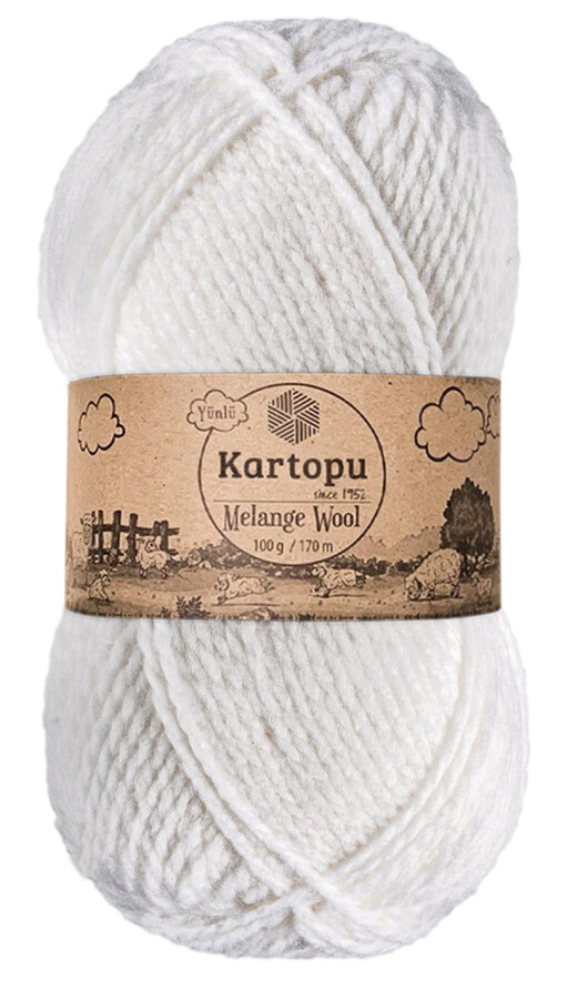 KARTOPU,MELANGE WOOL K0010 BEYAZ - KARTOPU