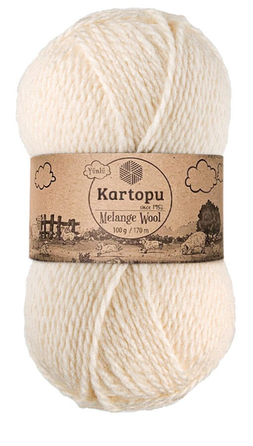 KARTOPU,MELANGE WOOL K0025 KREM - KARTOPU