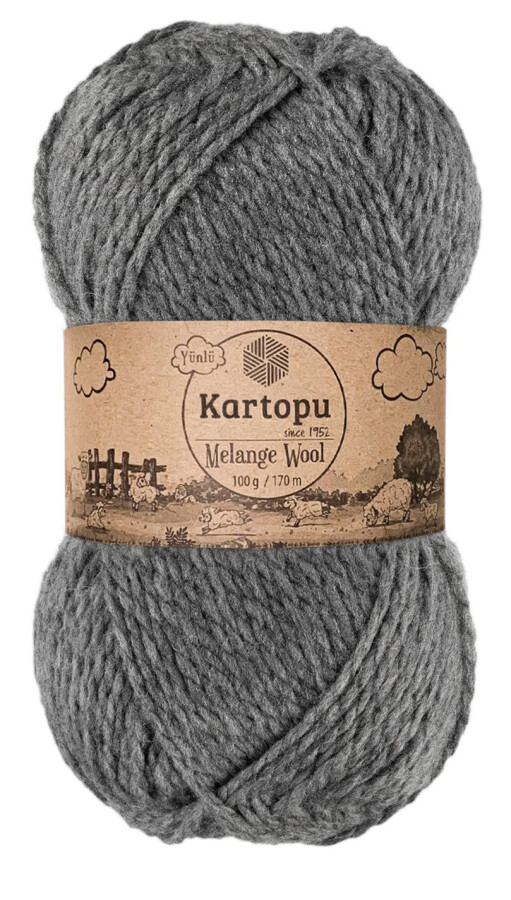 KARTOPU,MELANGE WOOL K1002 ORTA GRİ - KARTOPU