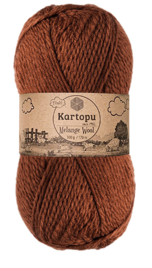 KARTOPU,MELANGE WOOL K1892 ORTA KAHVE - KARTOPU