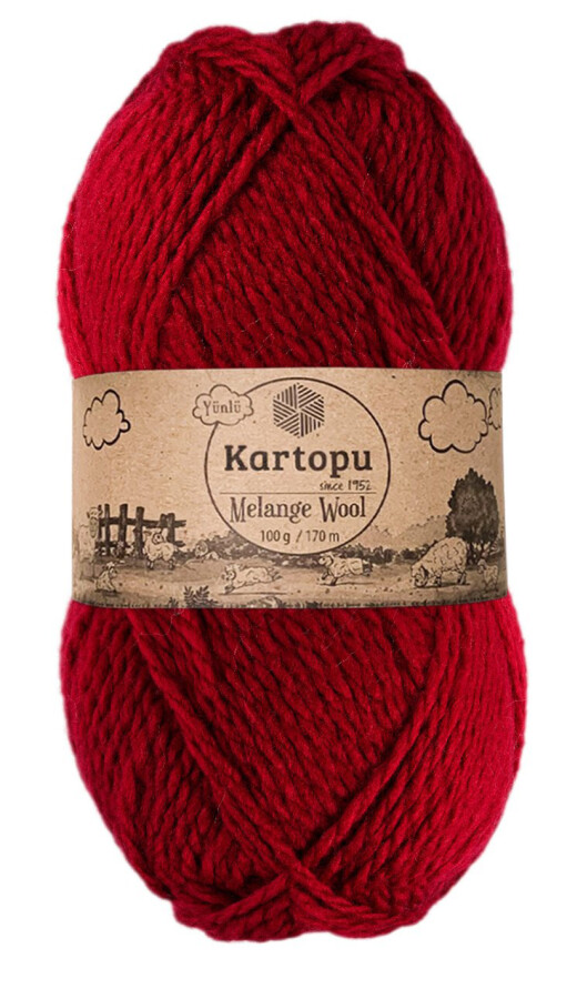 KARTOPU,MELANGE WOOL K2117 KOYU KIRMIZI - KARTOPU