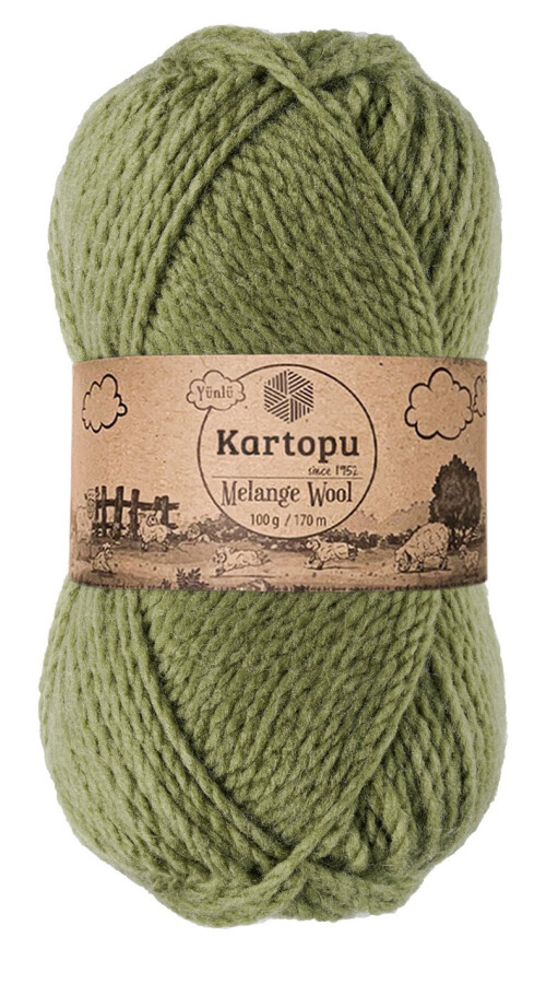KARTOPU,MELANGE WOOL K0430 YEŞİL - KARTOPU