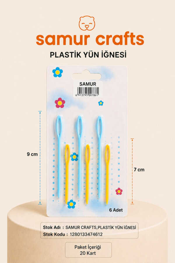 SAMUR CRAFTS,PLASTİK YÜN İĞNESİ (6 adet plastik iğne) - MİNA CARİN