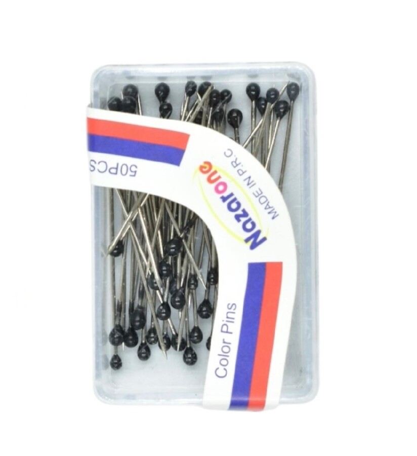 NAZARONE,MİNELİ BAŞLI İĞNE SİYAH (50Lİ) - NAZARONE