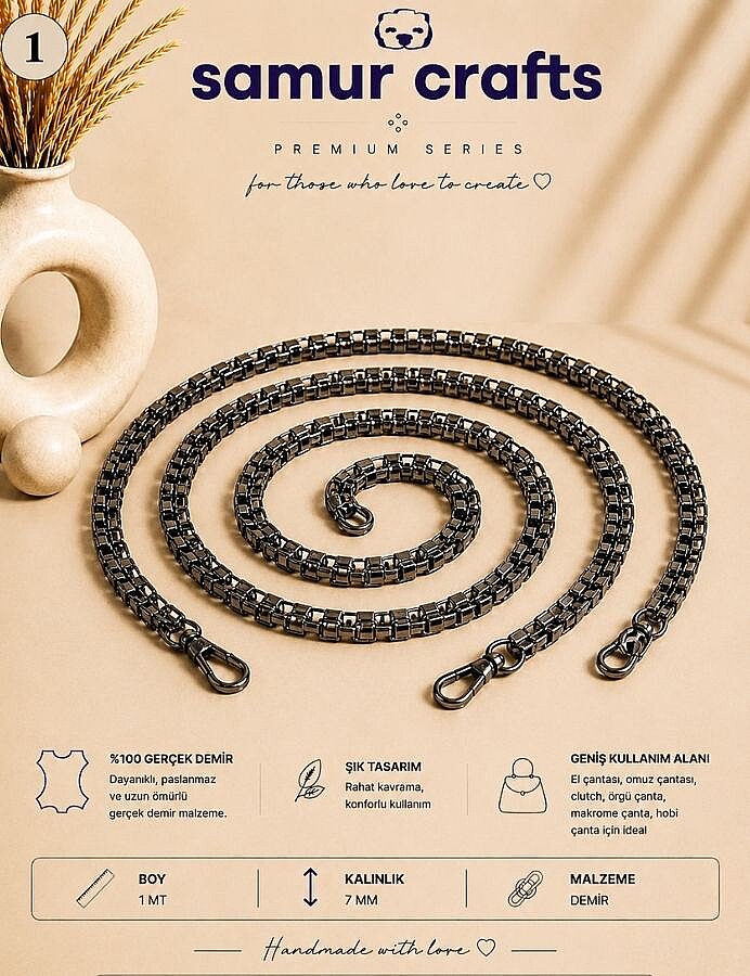 GORA,PAPAĞANLI KUTU ZİNCİR 1 MT (7 MM) - GORA