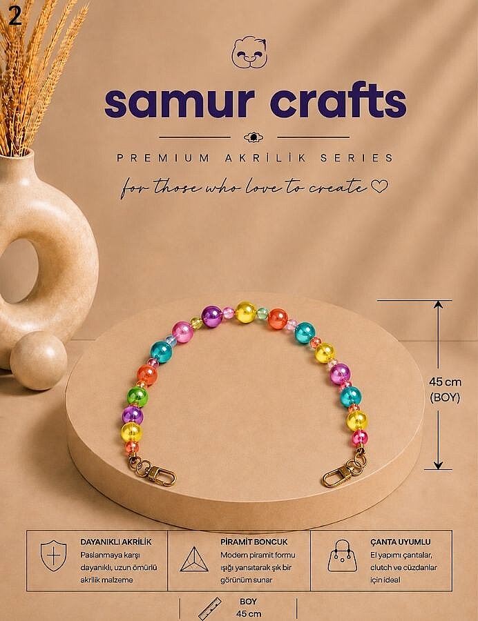 GORA,PRAMİT BONCUKLU ÇANTA SAPI 45 CM - 3