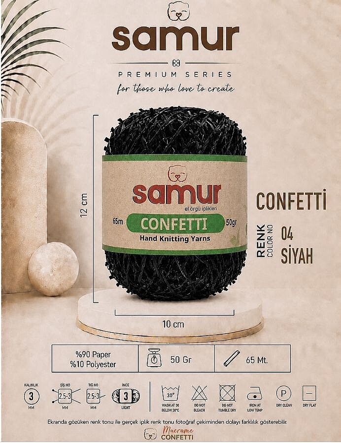 SAMUR,CONFETTİ 04 SİYAH - SAMUR
