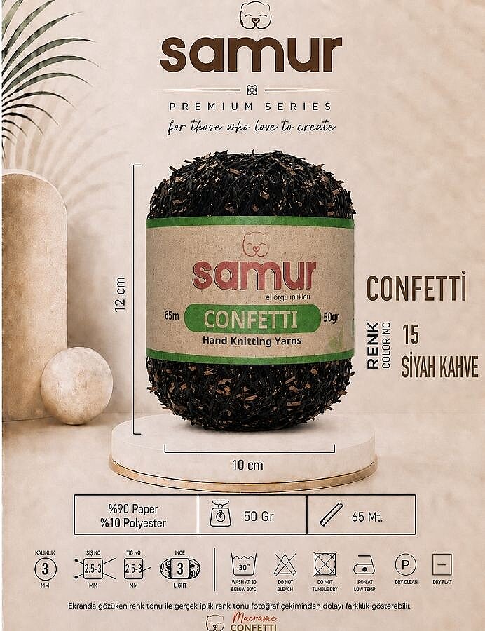 SAMUR,CONFETTİ 15 SİYAH.KAHVE - SAMUR